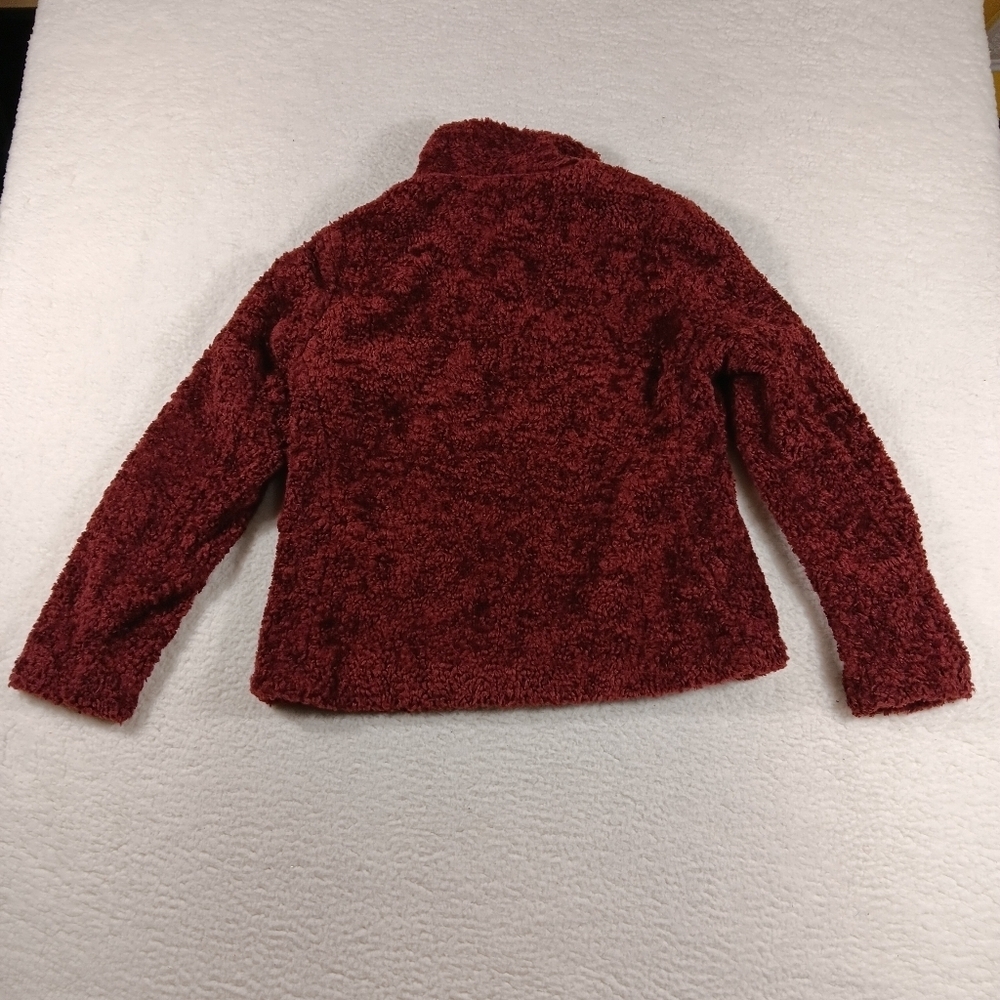 Pendleton Jacket Womens Medium Maroon Fuzzy Zip Sherpa Wool Teddy Deep Pile - Picture 8 of 12